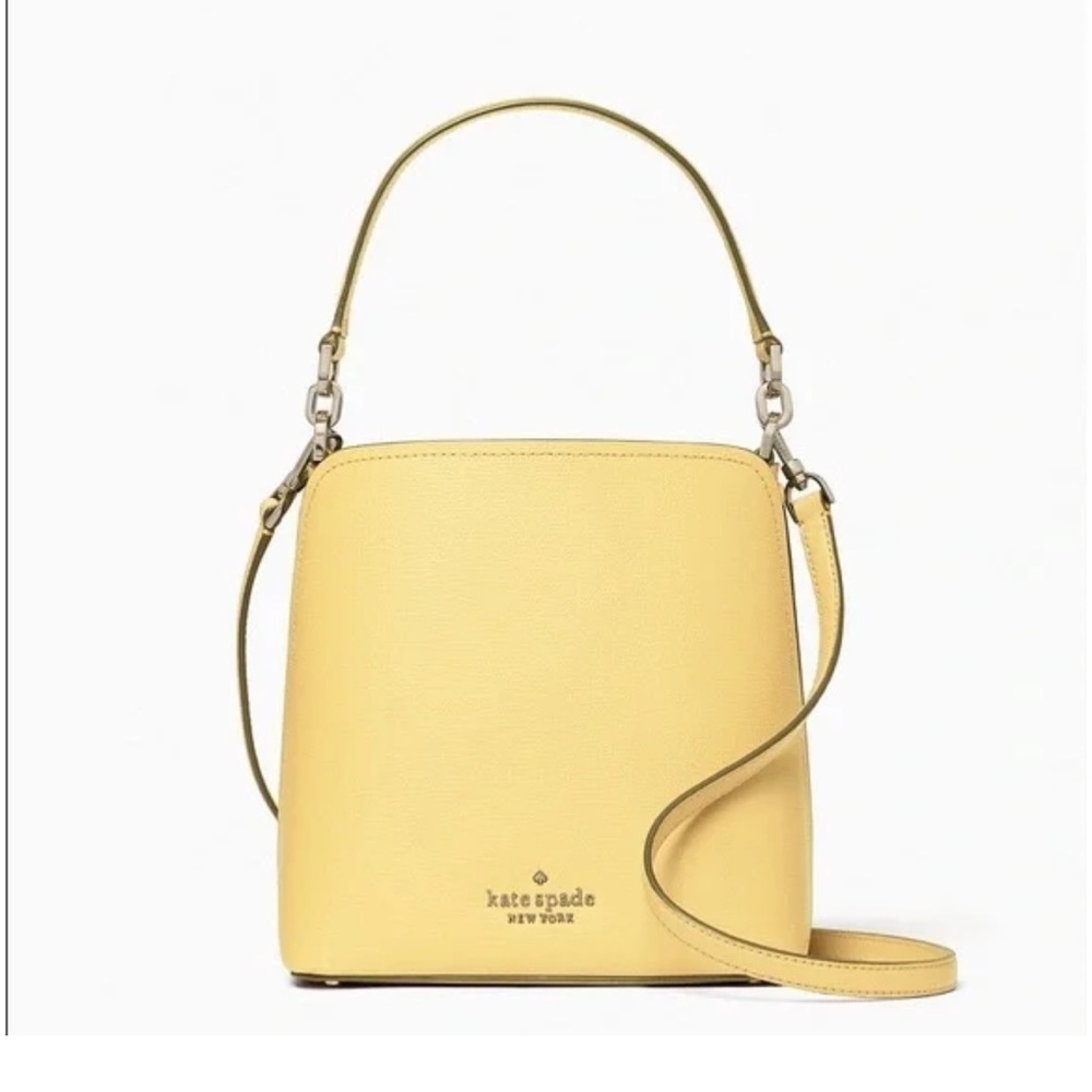 NWT Kate Spade Darcy Small Bucket Bag Grain Leather Daybreak Crossbody, Yellow